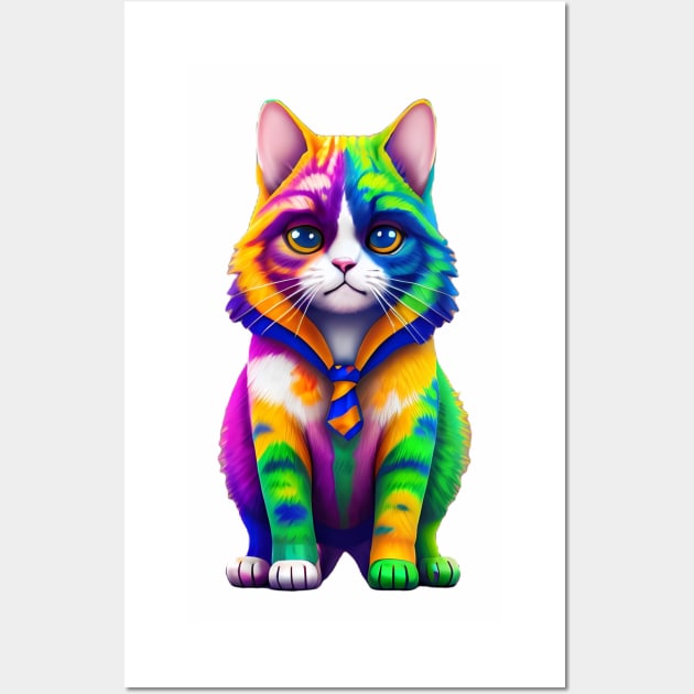Tie Dye Cat Wall Art by starryskin